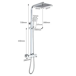 Robinet De Douche|Teeno Colonne de Douche Thermostatique, avec Mitigeur Réglable Hauteur, Argentée