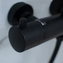 Schulte Colonne de douche thermostatique avec pommeau + douchette + flexible + barre réglable, coloris noir mat, Rain