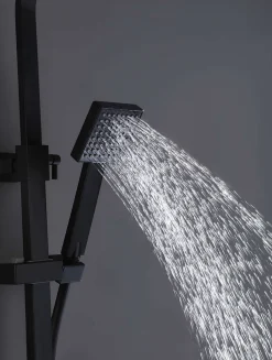 Colonne De Douche Thermostatique|Poalgi Colonne de douche thermostatique avec barre extensible SKY BATH noir mat Inox S304 série PARADISE