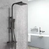 AICA Sanitaire Colonne de douche thermostatique 200mm, kit carré noir AICA