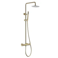 Colonne De Douche Thermostatique|Poalgi Colonne de douche thermostatique avec barre extensible SKY BATH or brossé Inox S304 série SUPREME