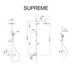 Colonne De Douche Thermostatique|Poalgi Colonne de douche thermostatique avec barre extensible SKY BATH or brossé Inox S304 série SUPREME