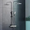 Bernstein Colonne de douche thermostatique laiton, mitigeur de douche + tablette en verre - Chrome / Blanc - Assemblée, Silencieux - BS371