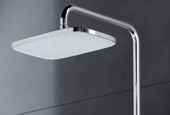 Bernstein Colonne de douche thermostatique laiton, mitigeur de douche + tablette en verre - Chrome / Blanc - Assemblée, Silencieux - BS371