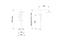 Bernstein Colonne de douche thermostatique murale Noire mat 30x44x87-132cm (LxPxH) hauteur réglable - 4011 PRO