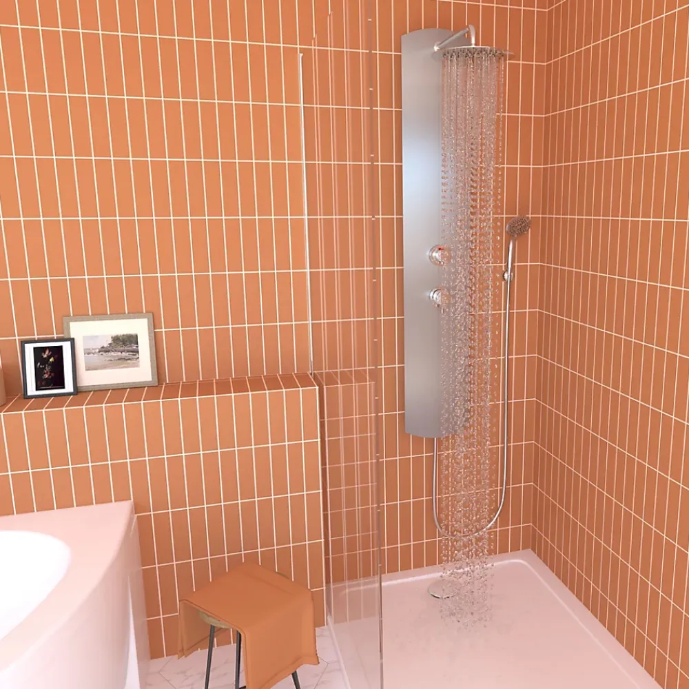 Valentin Colonne de douche thermostatique avec pomme de tête, douchette et flexible, en aluminium anodisé gris, Totmy