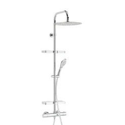 Colonne De Douche Thermostatique|Valentin Colonne de douche thermostatique anti-brûlure avec tablette, pomme de tête ronde, douchette et flexible, chrome, Opium