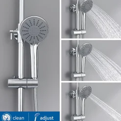 Colonne De Douche Thermostatique|Auralum Max Colonne de Douche Thermostatique 3 Fonctions, Ensemble de Douche Chrome, Douche avec Tête de Douche de 9 pouces