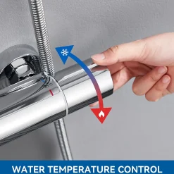 Colonne De Douche Thermostatique|Auralum Max Colonne de Douche Thermostatique 3 Fonctions, Ensemble de Douche Chrome, Douche avec Tête de Douche de 9 pouces