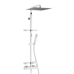 Colonne De Douche Thermostatique|Valentin Colonne de douche thermostatique avec tablettes, pomme de tête, douchette et flexible, chrome, Touareg