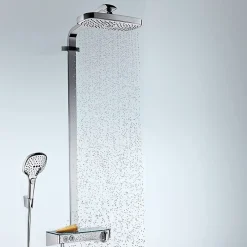 Colonne De Douche Thermostatique|Hansgrohe Colonne de douche thermostatique Raindance Select E 300 EcoSmart avec mitigeur 30 cm chromé + tablette AddStoris