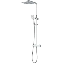GoodHome Colonne de douche thermostatique avec pomme de tête, douchette et flexible, effet chromé, Kozo