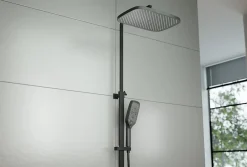 Colonne De Douche Thermostatique|Bernstein Colonne de douche thermostatique murale Noire mat 30x29x84-128cm (LxPxH) hauteur réglable - 3011 PRO