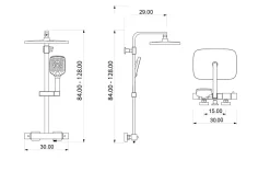 Colonne De Douche Thermostatique|Bernstein Colonne de douche thermostatique murale Noire mat 30x29x84-128cm (LxPxH) hauteur réglable - 3011 PRO