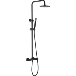 Colonne De Douche Encastrable|Imex Products Colonne de douche thermostatique noire mat en acier et laiton avec douchette extensible