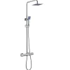 Kibath Colonne de douche thermostatique GAS carrée extra-longue, 100-150 cm, finition chrome poli, en laiton