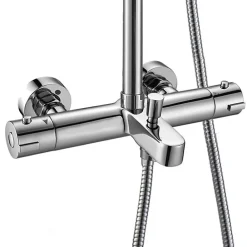 Kibath Colonne de douche thermostatique GAS carrée extra-longue, 100-150 cm, finition chrome poli, en laiton