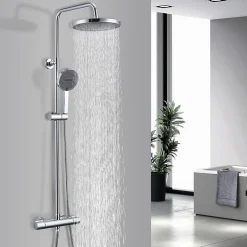 Homelody Colonne de Douche Thermostatique Ensemble de Douche Chromé Système de Douche Robinetterie en Laiton Avec douchette