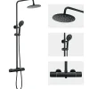 Colonne De Douche Thermostatique|Auralum Max Colonne de Douche Thermostatique 3 Fonctions, Ensemble de Douche Noir, Douche avec Tête de Douche de 9 pouces