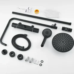 Colonne De Douche Thermostatique|Auralum Max Colonne de Douche Thermostatique 3 Fonctions, Ensemble de Douche Noir, Douche avec Tête de Douche de 9 pouces