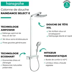 Colonne De Douche Hydromassante|Hansgrohe Colonne de douche thermostatique Raindance Select E 300 EcoSmart avec mitigeur 30 cm chromé