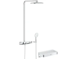 Colonne De Douche Thermostatique|Grohe Colonne de douche thermostatique Rainshower System SmartControl Mono 360 Blanc/chromé + Panier douche Start Cube