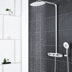 Colonne De Douche Thermostatique|Grohe Colonne de douche thermostatique Rainshower System SmartControl Mono 360 Blanc/chromé + Panier douche Start Cube