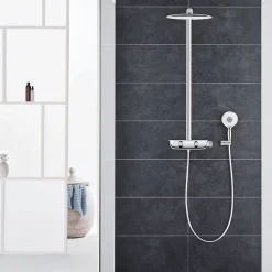 Colonne De Douche Thermostatique|Grohe Colonne de douche thermostatique Rainshower System SmartControl Mono 360 Blanc/chromé + Panier douche Start Cube