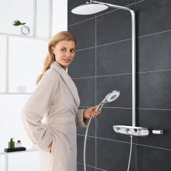 Colonne De Douche Thermostatique|Grohe Colonne de douche thermostatique Rainshower System SmartControl Mono 360 Blanc/chromé + Panier douche Start Cube