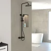 Colonne De Douche Thermostatique|Galedo Colonne de douche thermostatique avec pommeau + douchette 2 jets + flexible + barre réglable, noir mat, Arty
