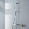 Duravit Colonne de douche thermostatique murale Chrome 30x48x112cm (LxPxH) hauteur réglable, pomme + pommeau douche rond