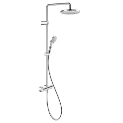 Duravit Colonne de douche thermostatique murale Chrome 30x48x112cm (LxPxH) hauteur réglable, pomme + pommeau douche rond
