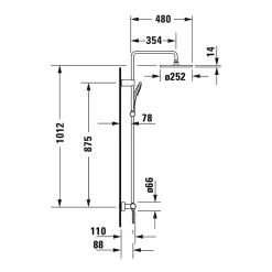 Duravit Colonne de douche thermostatique murale Chrome 30x48x112cm (LxPxH) hauteur réglable, pomme + pommeau douche rond