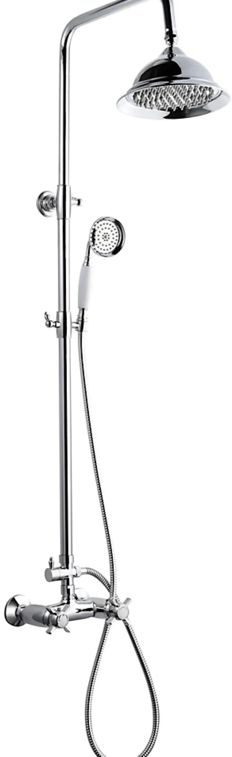 Colonne De Douche Thermostatique|Edouard Rousseau Colonne de douche thermostatique avec pommeau + douchette 1 jet + flexible + barre réglable, chrome, Retro