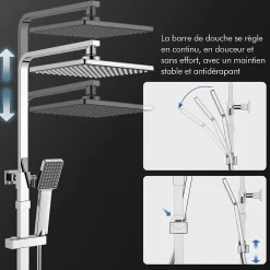Colonne De Douche Thermostatique|Homelody Colonne de Douche Thermostatique, Ensemble de Douche Réglable en Hauteur, Système de douche en Laiton, Ensemble de Douche Mural