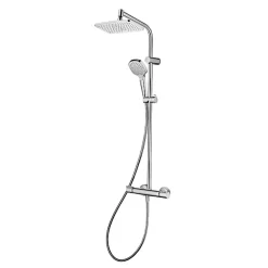 Hansgrohe Colonne de douche thermostatique avec pommeau + douchette + flexible + barre réglable, chrome, Myselect 240 SoftCube