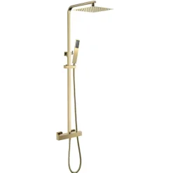 Hudor COLONNE DE DOUCHE THERMOSTATIQUE EN LAITON DORÉ BROSSÉ SC428 COLLECTION SCAMANDRE (OR MAT)