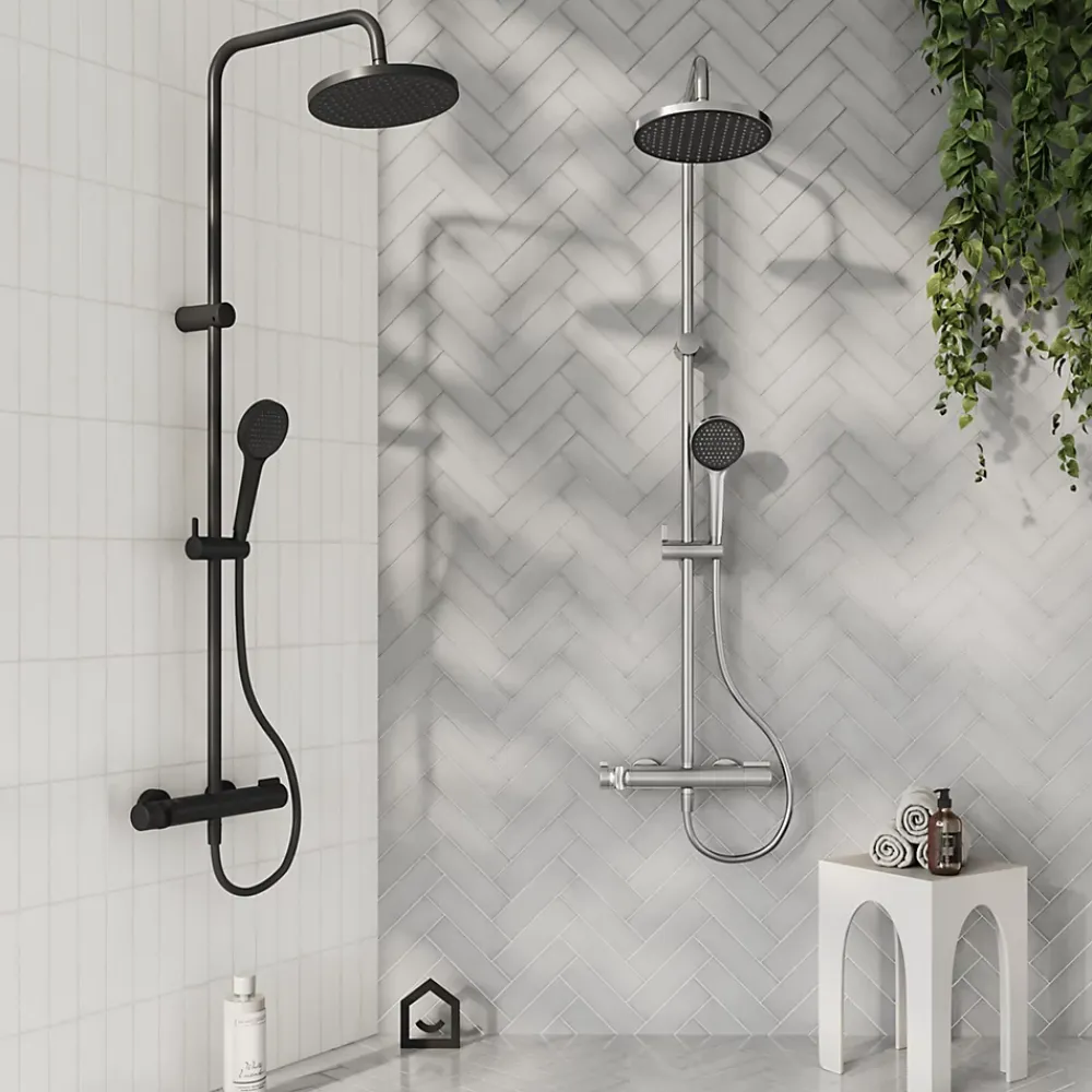 GoodHome Colonne de douche thermostatique chrome Maza