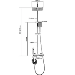 Colonne De Douche Mécanique|Homelody Colonne de Douche Thermostatique avec Étagère Jet Pluie et Cascade Hauteur Réglable 800-1000 mm Verre et Laiton Chromé