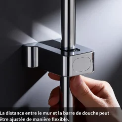 Colonne De Douche Mécanique|Homelody Colonne de Douche Thermostatique avec Étagère Jet Pluie et Cascade Hauteur Réglable 800-1000 mm Verre et Laiton Chromé