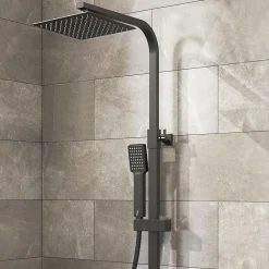 Colonne De Douche Thermostatique|AICA Sanitaire Colonne de douche thermostatique 200mm, kit carré noir