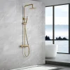 Colonne De Douche Encastrable|Imex Products Colonne de douche thermostatique or brosse acier et laiton PVD avec flexible et douchette