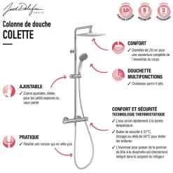 Jacob Delafon Colonne de douche thermostatique Colette 4 jets, Chrome