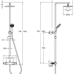Jacob Delafon Colonne de douche thermostatique Colette 4 jets, Chrome