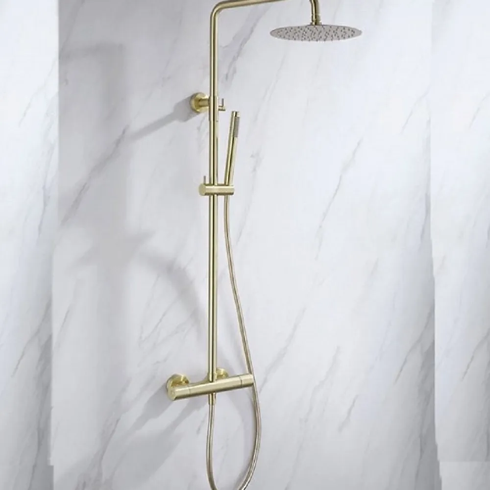 Robinet De Douche|Stano Colonne de douche thermostatique MANDA or brosse avec technologie CoolTouch
