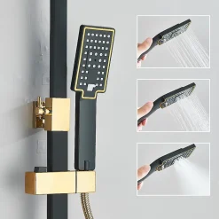 Colonne De Douche Thermostatique|Signature Colonne de douche thermostatique élégante noir et doré
