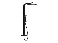 Vente-unique Colonne de douche thermostatique en acier inoxydable - 120 cm - Noir mat - PENEDA