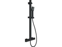Vente-unique Colonne de douche thermostatique en acier inoxydable - 120 cm - Noir mat - PENEDA