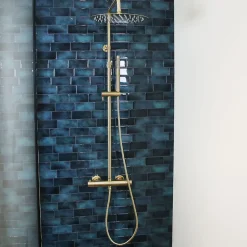 Essebagno Colonne de douche thermostatique corps froid or brossé Delice II