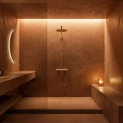 Essebagno Colonne de douche thermostatique corps froid or brossé Delice II